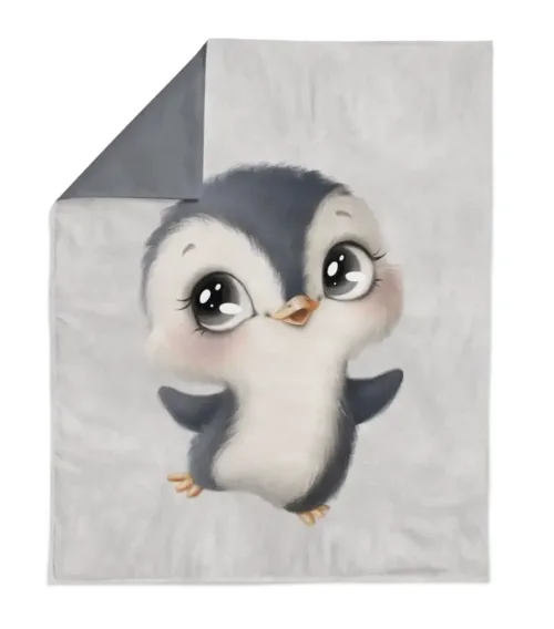 Cuki pingvin szürke prémium takaró