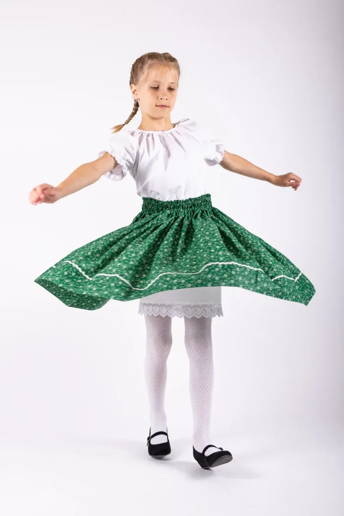 Zöld indás pörgős népi lányka szoknya - Image 6