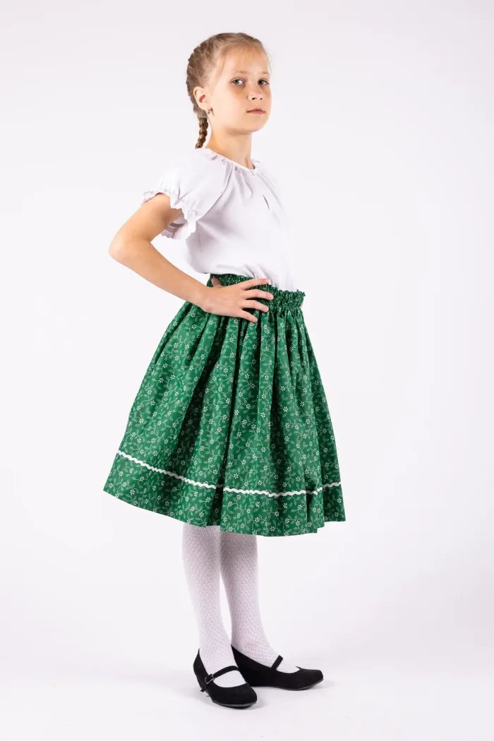 Zöld indás pörgős népi lányka szoknya - Image 5