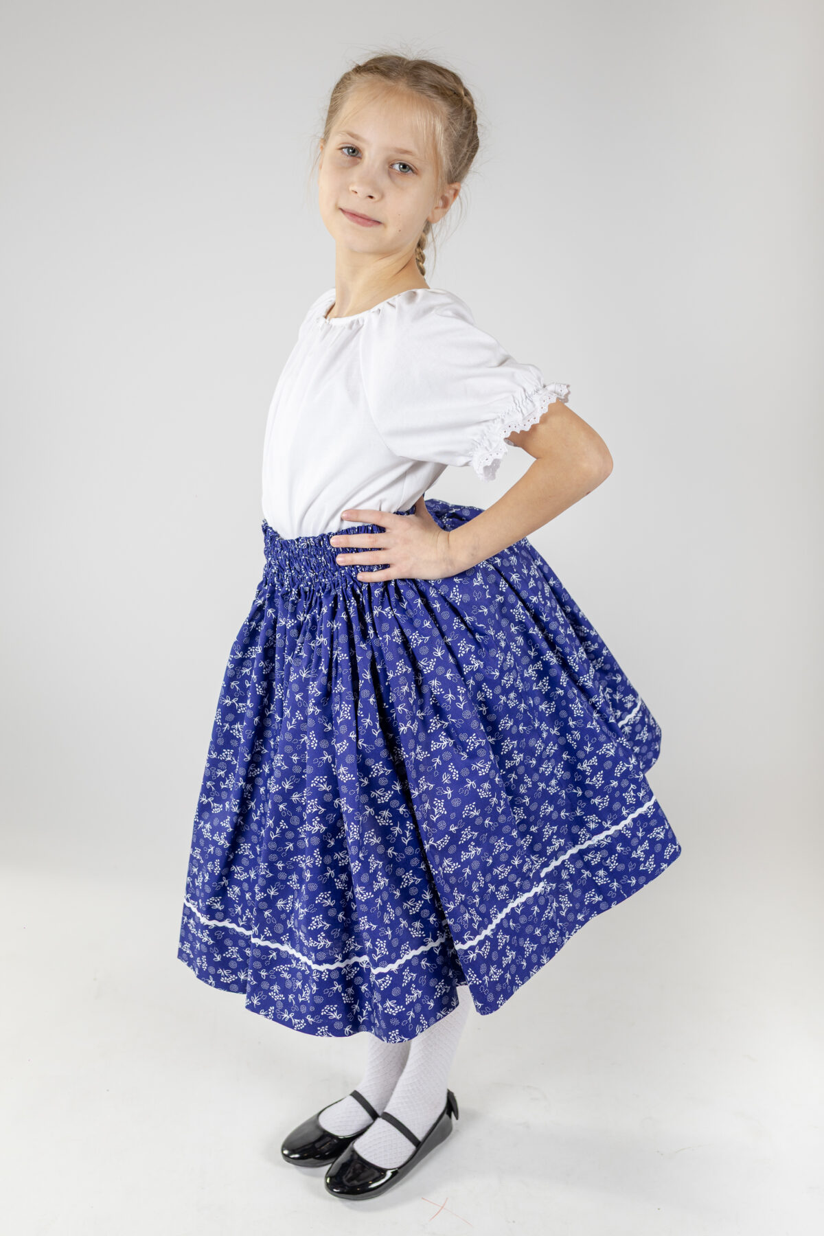Kék margarétás pörgős lányka szoknya - Image 3