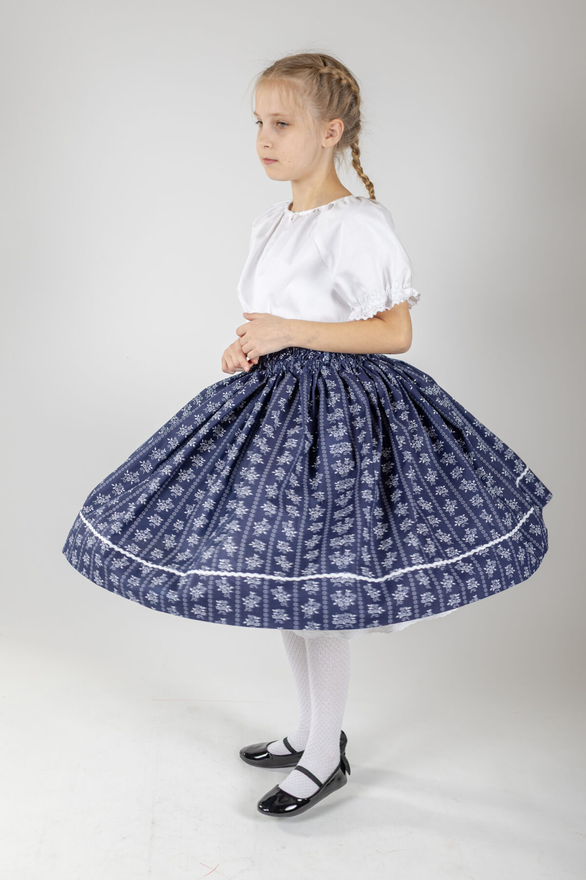 Kék sávos pörgős lányka szoknya - Image 5